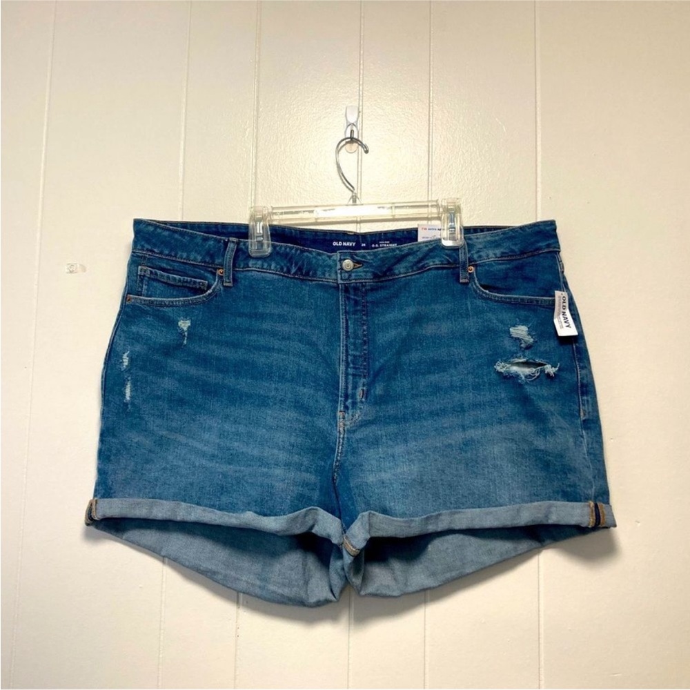 Old Navy Blue Jean Shorts High-Waisted Cut-Off